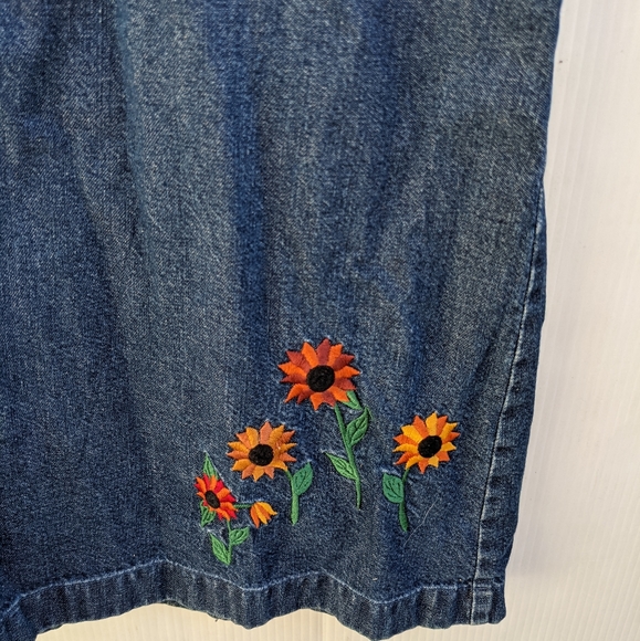 VINTAGE scarecrow sunflower embroidered fall autumn pinafore skirtall jumper - Picture 7 of 8